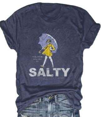 Women's Vintage Salt And Umbrella Print T-shirt - Beige Casual Beach Top, Soft Daily Shirt, Machine Washable for Vacation And Daily Outfits, Loose Style, Lightweight Texture, A Must-have for Fashion Enthusiasts.