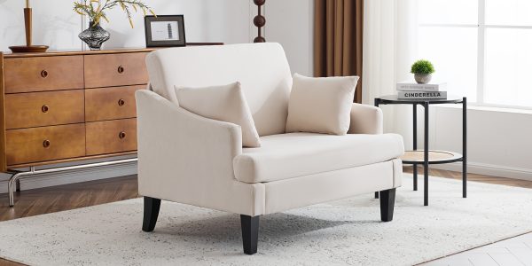 Bezseller Oversized Accent Chairs Set Of 1 & 2, 33.5'' Wide Seat Comfy Armchair With 2 Pillows, Upholstered Big Reading Chair, Modern Single Sofa Chair For Living Room Bedroom Apartment Office - Set Of 1