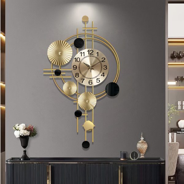 Metal Wall Clock Decorative 3D Metal Wall Art Clock for Living Room Bedroom Creative Modern big Wall Clock Decor Silent