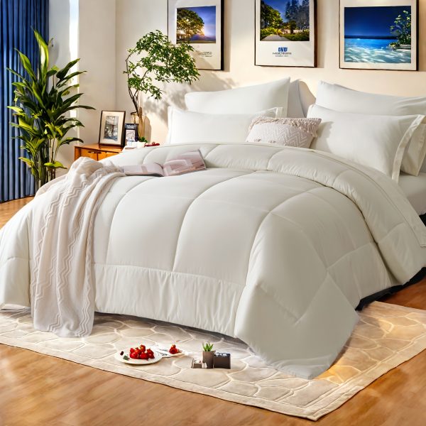 5/7pcs Solid Color Comforter Collections - Stain-Proof, Soft Microfiber, Lightweight - Bed in A Bag Available in Twin/Full/Queen/King Sizes for All Seasons Featuring 100% Microfiber Cover And 100% Polyester Filling, Perfect Gifts for Family